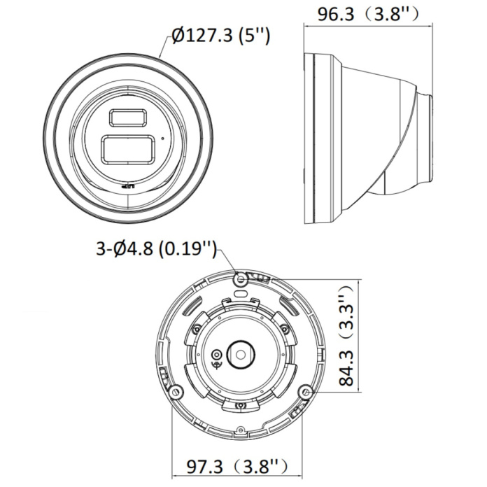 Rysunek techniczny kamery Hikvision AcuSense 6Mpx